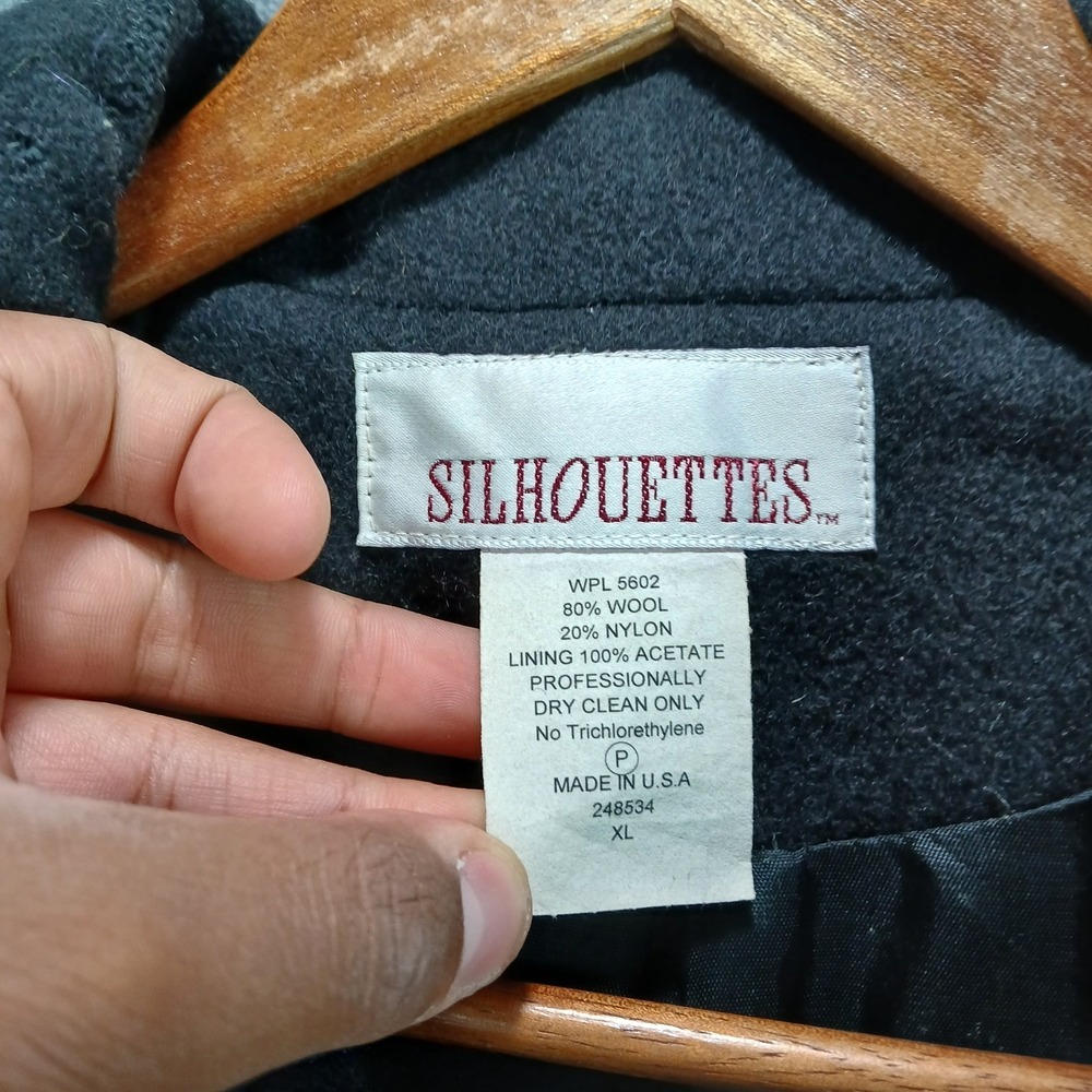 Silhouettes Overcoat Womens XL Black Wool Lined Pleated Comfort Thermal Outdoor - Picture 4 of 7